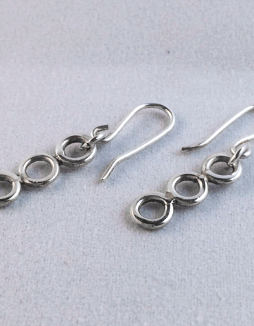 Caravanas largas tres aros hechas a mano en Plata 950