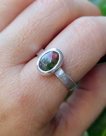 Anillo hecho a mano en Plata 950 y Turmalina Sandía