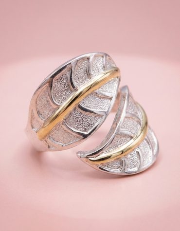 Anillo Hojas Plata 925 y Oro