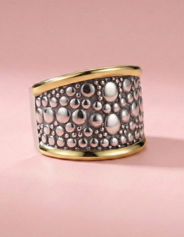 Anillo Plata 925 y oro Burbujas