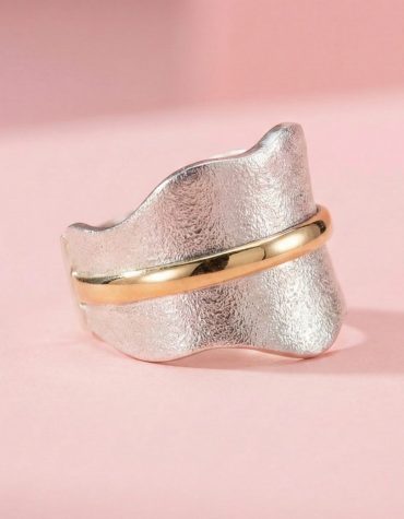 Anillo Plata 925 y Oro Satinado