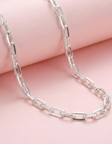 Cadena Force de Plata 925 con eslabones de 5mm y 60cm de largo de Armonía Joyas Uruguay.