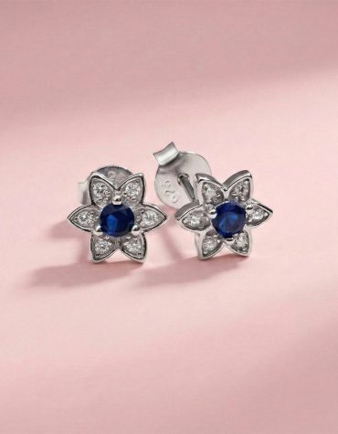 Caravanas Flor Con Zafiros