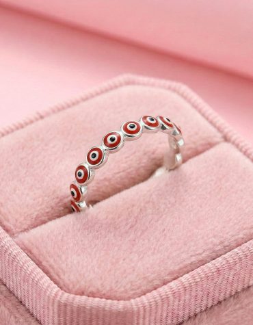 Anillo Ojos turcos Rojos. Plata 925.