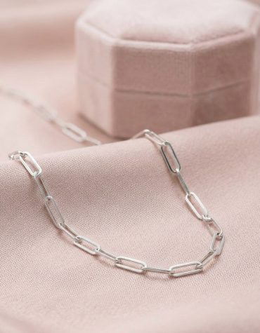 Cadena Force de eslabón alargado de 60 cm en plata 925 de Armonía Joyas Uruguay.