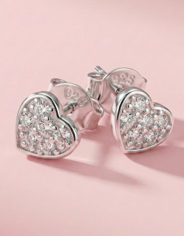 Caravanas Corazón Minis en Plata 925 y Circonias.