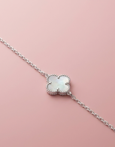 Pulsera de Plata 925 y Trébol con Nácar