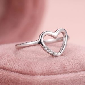 Anillo Corazón en Plata 950 con Zirconias hecho a mano