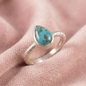 Anillo Gota en Plata 925 con Turquesita Natural 19mm