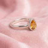 Anillo en Plata 925 con Citrino Natural talle único