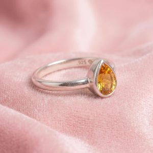 Anillo en Plata 925 con Citrino Natural talle único