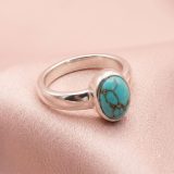 Anillo en Plata 950 con Turquesita Natural hecho a mano