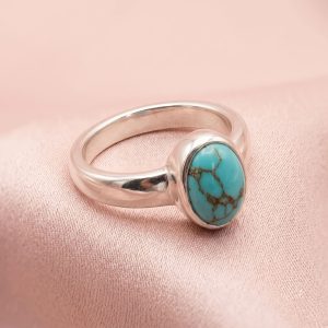 Anillo en Plata 950 con Turquesita Natural hecho a mano