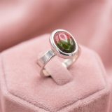 Anillo hecho a mano en Plata 950 con Turmalina Sandía natural