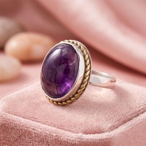 Anillo en Plata 950 y Oro 18k con Amatista hecho a mano bajo pedido