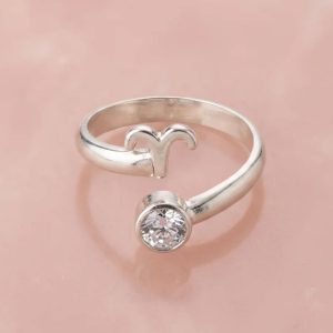 Anillo Signo Zodiacal en Plata 950 con Zirconia hecho a mano