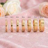 Par de alianzas de boda plano tipo cinta en Oro 18k hechas a mano bajo pedido