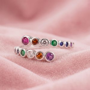 Anillo en Plata 925 con Circonias Multicolores talle 17 mm