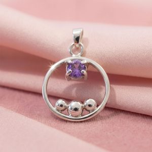 Colgante Aro con Amatista natural hecho a mano en Plata 950