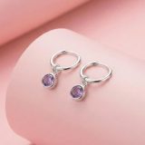 Aros de Plata 925 con Zirconia Violeta de corte brillante