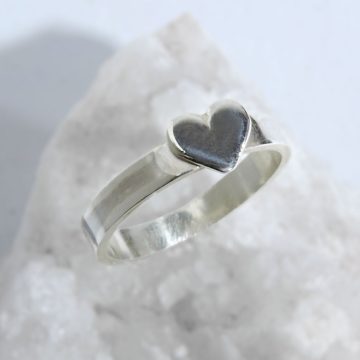 Anillo Corazón superpuesto hecho a mano en Plata 950